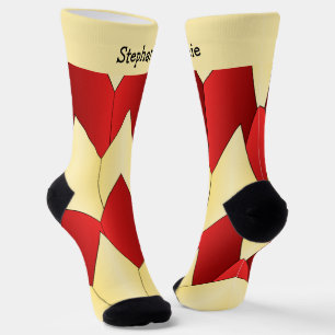 Red Yellow Art Deco Design Socks