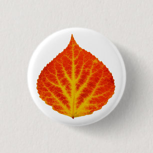 Red & Yellow Aspen Leaf #10 3 Cm Round Badge