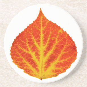 Red & Yellow Aspen Leaf #10 Coaster