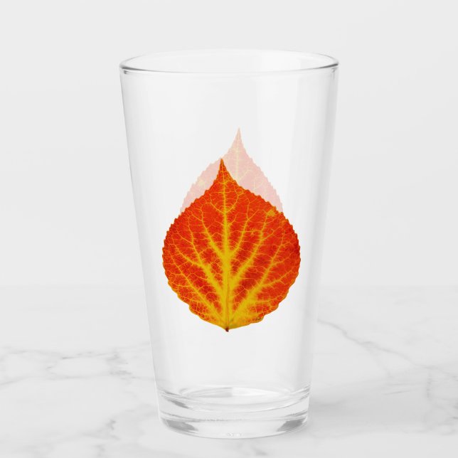 Red & Yellow Aspen Leaf #10 Glass (Front)