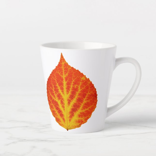 Red & Yellow Aspen Leaf #10 Latte Mug (Right)