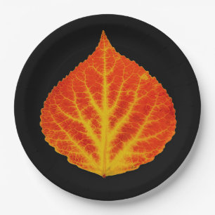 Red & Yellow Aspen Leaf #10 Paper Plate