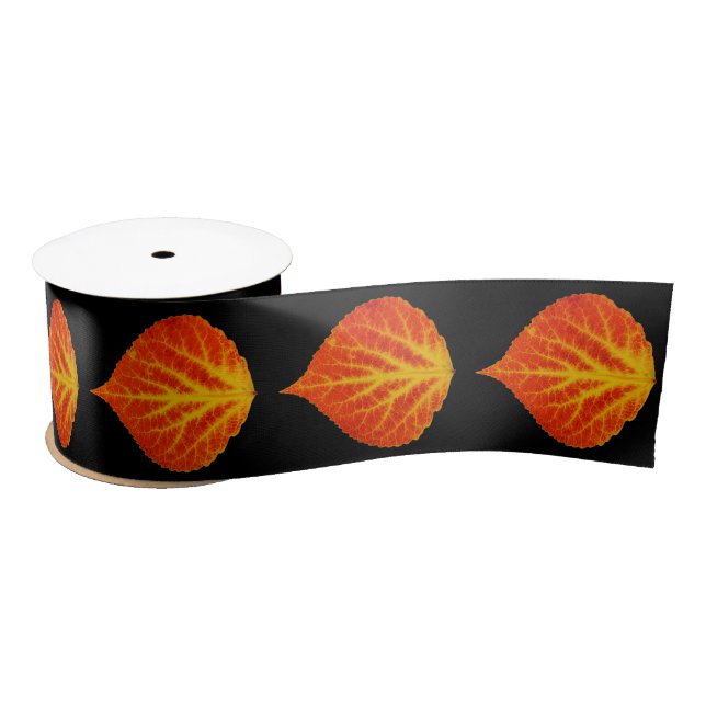 Red & Yellow Aspen Leaf #10 Satin Ribbon (Spool)