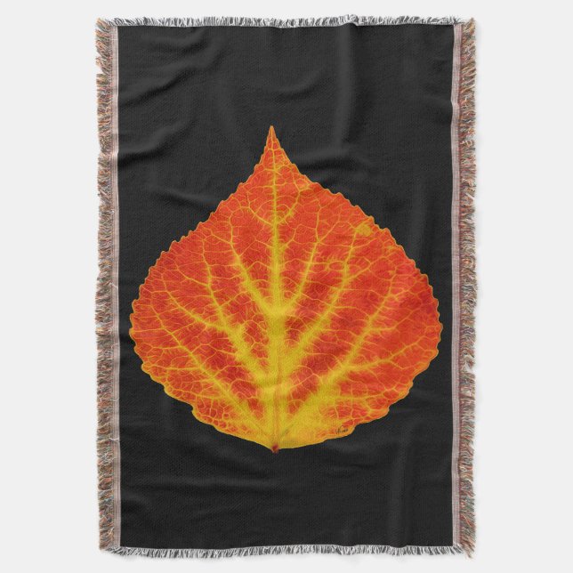 Red & Yellow Aspen Leaf #10 Throw Blanket (Front Vertical)