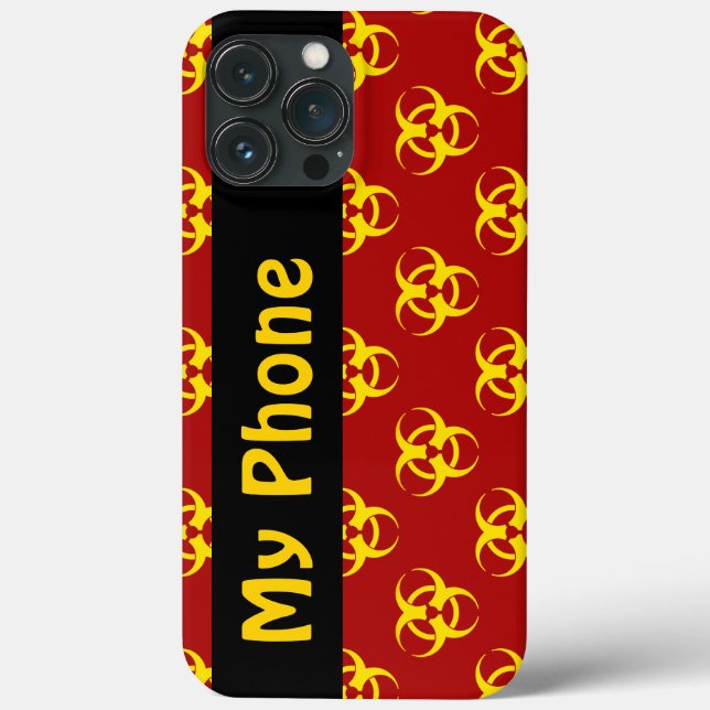 Red & Yellow Biohazard w/ Custom Text Phone Case (Back)