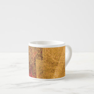 Red yellow black abstract paint brush art espresso cup