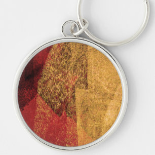Red yellow black abstract paint brush art key ring