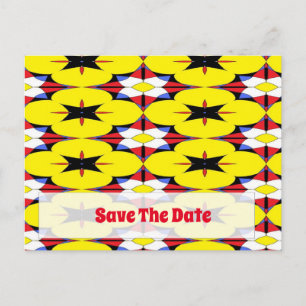 Red, Yellow, Black and Blue Floral kaleidoscope 82 Announcement Postcard