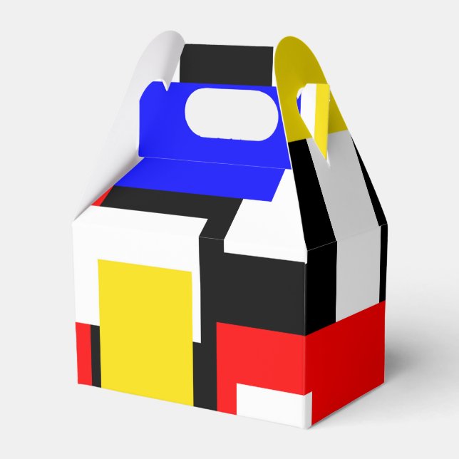 Red, Yellow, Black and Blue Geometric Blocks Favour Box (Front Side)