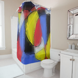 Red, Yellow, Black and Blue Shower Curtain