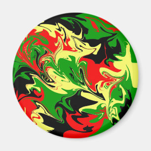 Red, Yellow, Black and Green Swirls Magnet