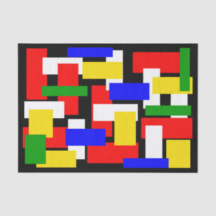 Red, Yellow, Black, Blue and Green Blocks Tissue Paper