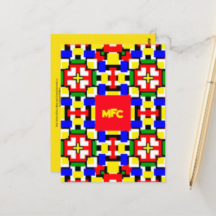 Red, Yellow, Black, Blue and Green Geometrics Postcard