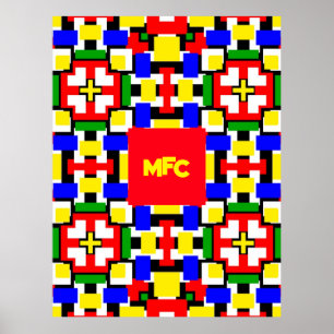 Red, Yellow, Black, Blue and Green Geometrics   Poster