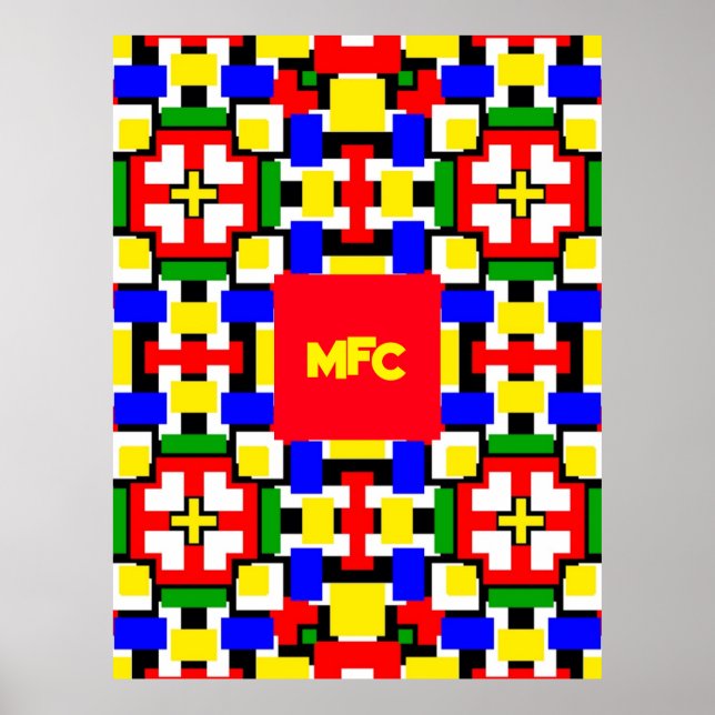 Red, Yellow, Black, Blue and Green Geometrics   Poster (Front)