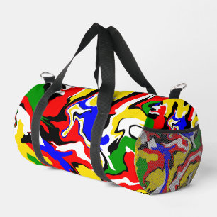 Red, Yellow, Black, Blue and Green Swirls Duffle Bag