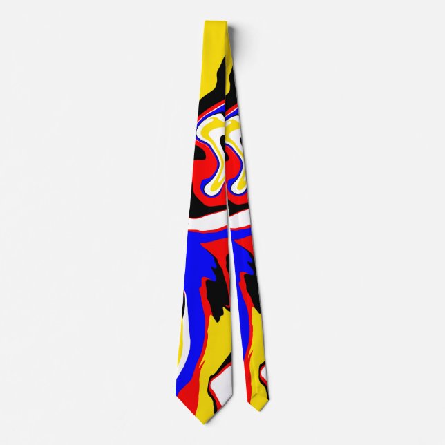 Red, Yellow, Black, Blue and Green Swirls   Tie (Front)