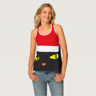 red yellow black cat eyes merry christmas tank top