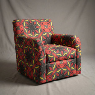 Red Yellow Black Ethnic Arabesque Mosaic Pattern Fabric