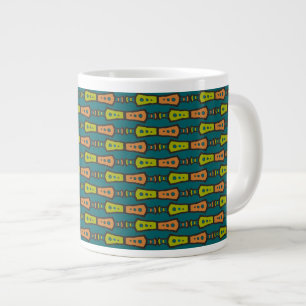 Red, Yellow, Black, Tribal on Teal; Jumbo Mug