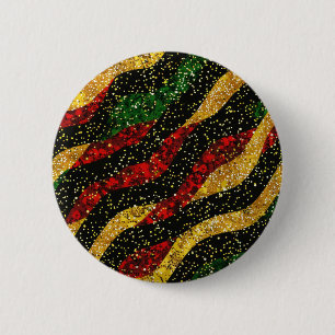Red Yellow Black Waves of Festive Glitter 6 Cm Round Badge