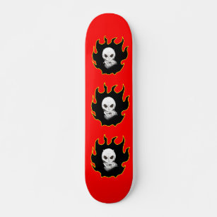  Red Yellow Black White Skull Money Death Fire  Skateboard