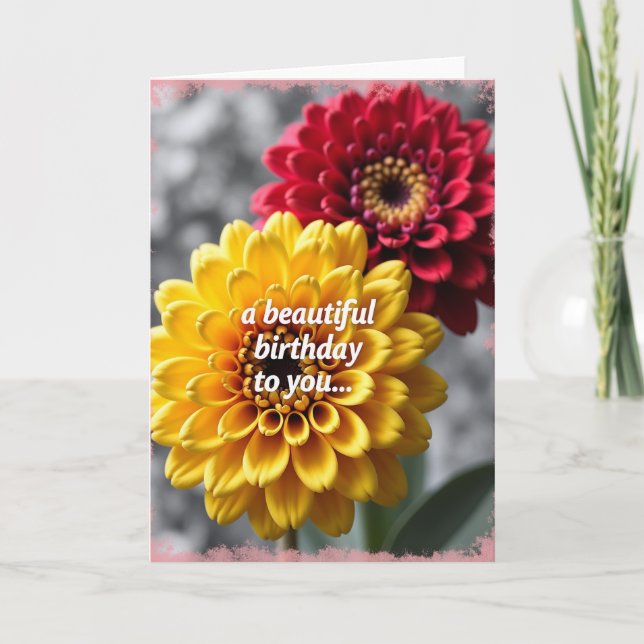 Red Yellow Bloom Birthday Card (Front)