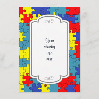 Red, Yellow & Blue Autism Puzzle Invitation