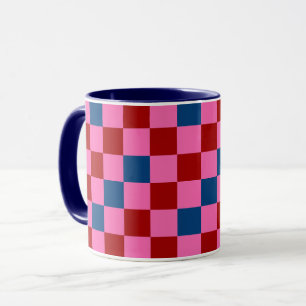 Red Yellow Blue Checkered Pattern Design  Mug