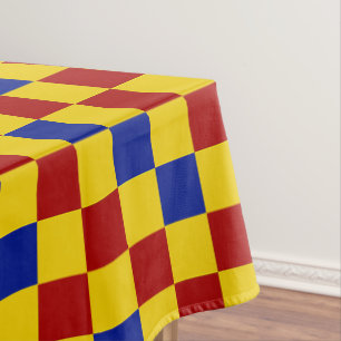 Red Yellow Blue Chequered Pattern Design Tablecloth