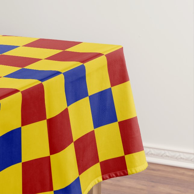 Red Yellow Blue Chequered Pattern Design  Tablecloth (In Situ)