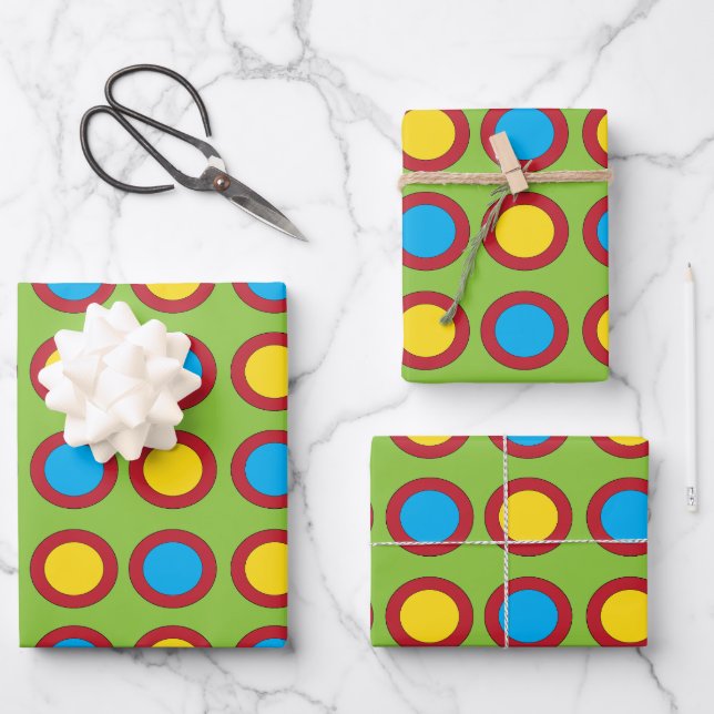 Red Yellow Blue Circles  Wrapping Paper Sheet (Front)