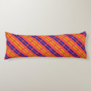 Red + Yellow Blue Dashes   Body Cushion