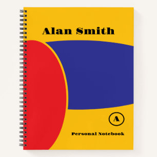 Red Yellow Blue Geometrical Monogram Notebook