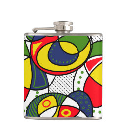 Red Yellow Blue Green Beach Ball Hip Flask