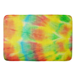Red yellow blue green tie dye bath mat