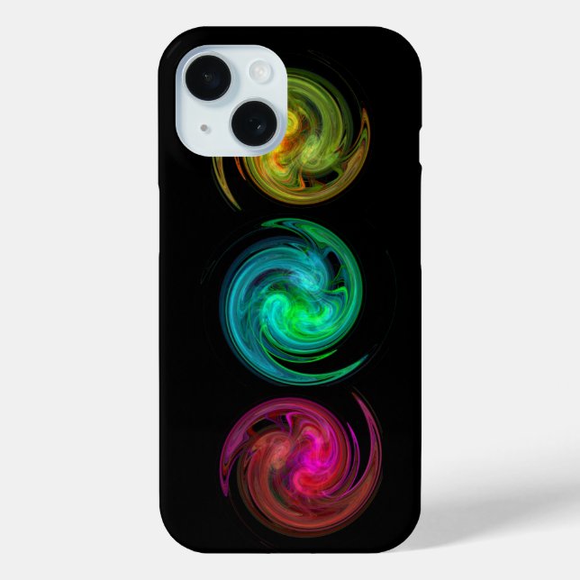RED YELLOW BLUE LIGHT VORTEX Fractal Art, Black Case-Mate iPhone Case (Back)