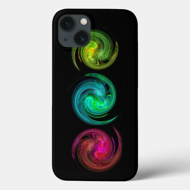 RED YELLOW BLUE LIGHT VORTEX Fractal Art, Black Case-Mate iPhone Case (Back)