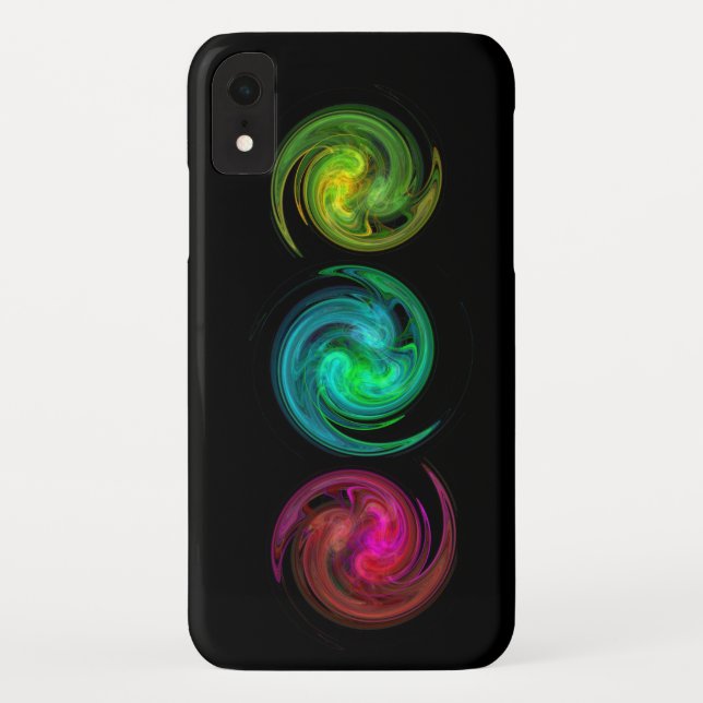 RED YELLOW BLUE LIGHT VORTEX Fractal Art, Black Case-Mate iPhone Case (Back)