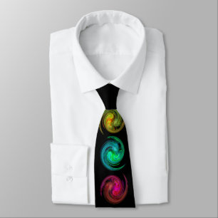 RED YELLOW BLUE LIGHT VORTEX Fractal Art, Black Tie