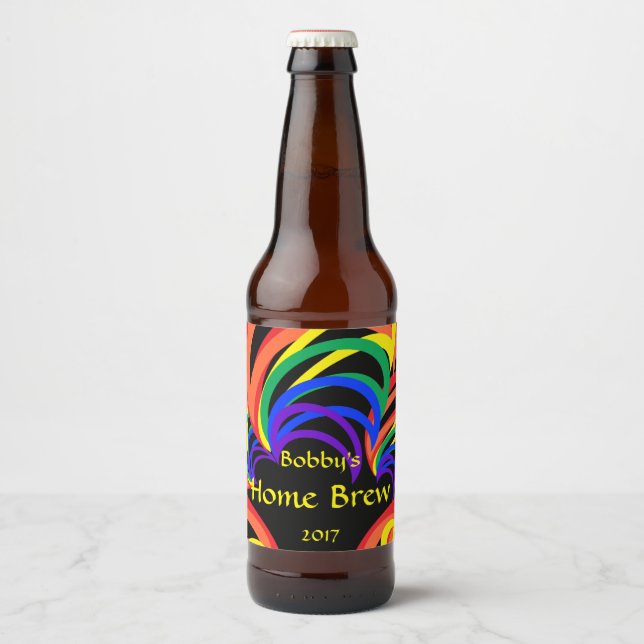 Red Yellow Blue Orange Green Rainbow Beer Label (Front)