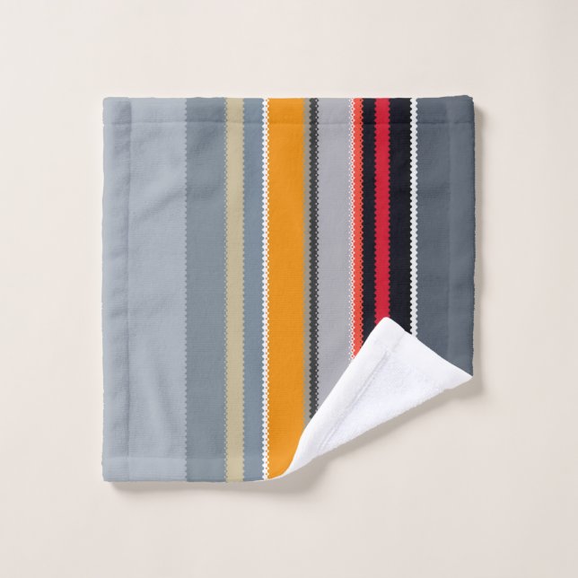 Red Yellow Blue Silver Multicolor Striped Pattern Wash Cloth (Wash Cloth)
