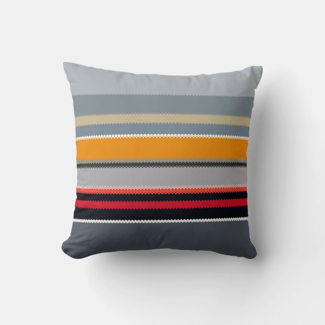 Red Yellow Blue Silver Multicolored Cushion (Front)