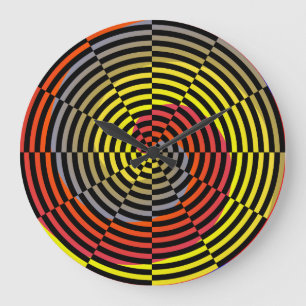 Red Yellow Blue Spiral by Kenneth Yoncich Large Clock