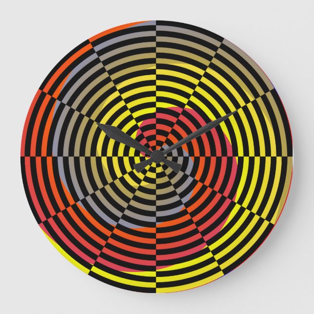 Red Yellow Blue Spiral by Kenneth Yoncich Large Clock (Front)