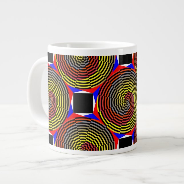 Red Yellow Blue Spiral by Kenneth Yoncich Large Coffee Mug (Front Left)