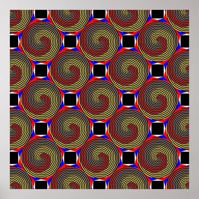 Red Yellow Blue Spiral by Kenneth Yoncich Poster (Front)