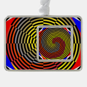 Red Yellow Blue Spiral by Kenneth Yoncich Silver Plated Framed Ornament