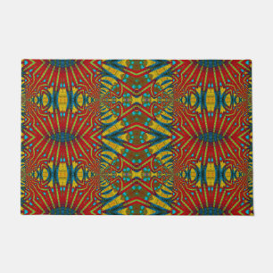 Red Yellow Blue Turquoise Boho Multicolored Tribal Doormat