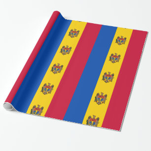 Red Yellow Blue with Moldova seal Wrapping Paper